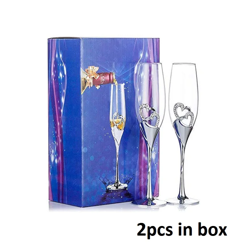 2pcs in Box 2 шт./компл. Творческий хрустальный бокал для шампанского Свадебные бокалы для питевых чашек винные чашки украшения для вечеринок Юбилей - Цвет: 2pcs in Box