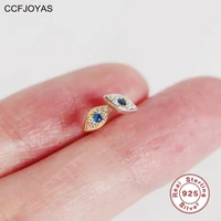 ccfjoyas simple mini evil eyes stud earrings for women 925 sterling silver bluewhite zircon eyes studs fashion piercing jewelry