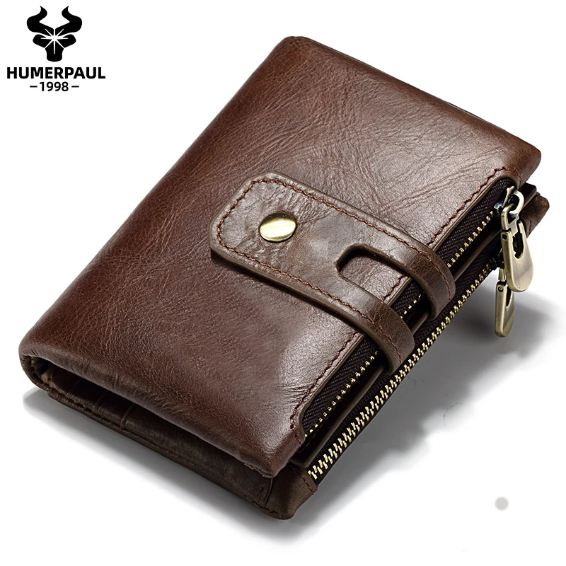 

Cowhide Genuine Leather Men Wallet Coin Purse RFID Short Card Holder PORTFOLIO Portomonee Male Walet Pocket Quality Designer
