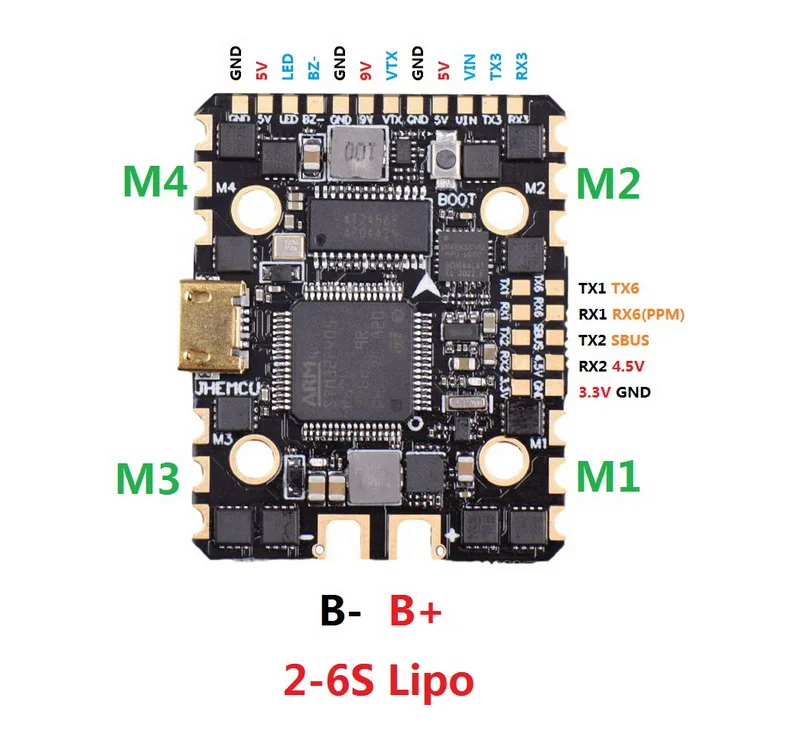 Контроллер полета JHEMCU GHF420AIO F4 OSD встроенный 20A 35A blheli _ S 2-6S 4 в 1 ESC для RC FPV Racing