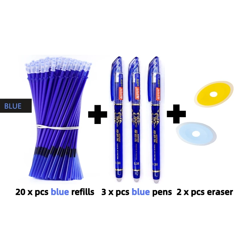 

25pcs/set Erasable Gel Pen Refills Rod 0.5mm Washable Handle Magic Erasable Pen for School Pen Writing Tools Kawaii Stationery