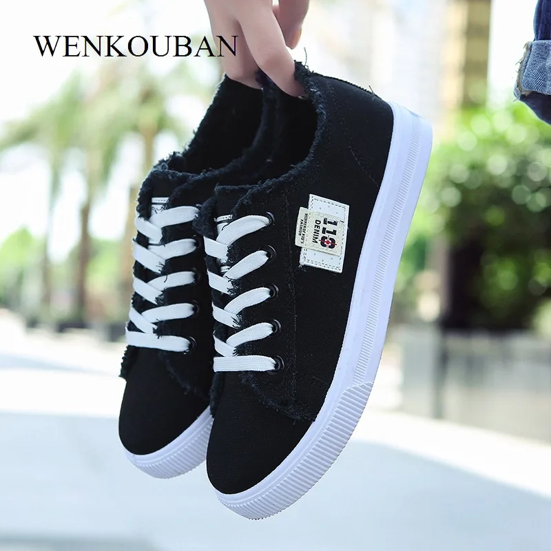 Кеды женские из денима холщовые кроссовки на шнуровке модная повседневная обувь