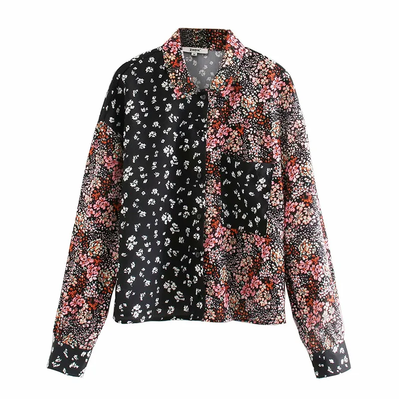Женская блузка za 2019 модные женские топы и блузки с цветочным принтом в стиле