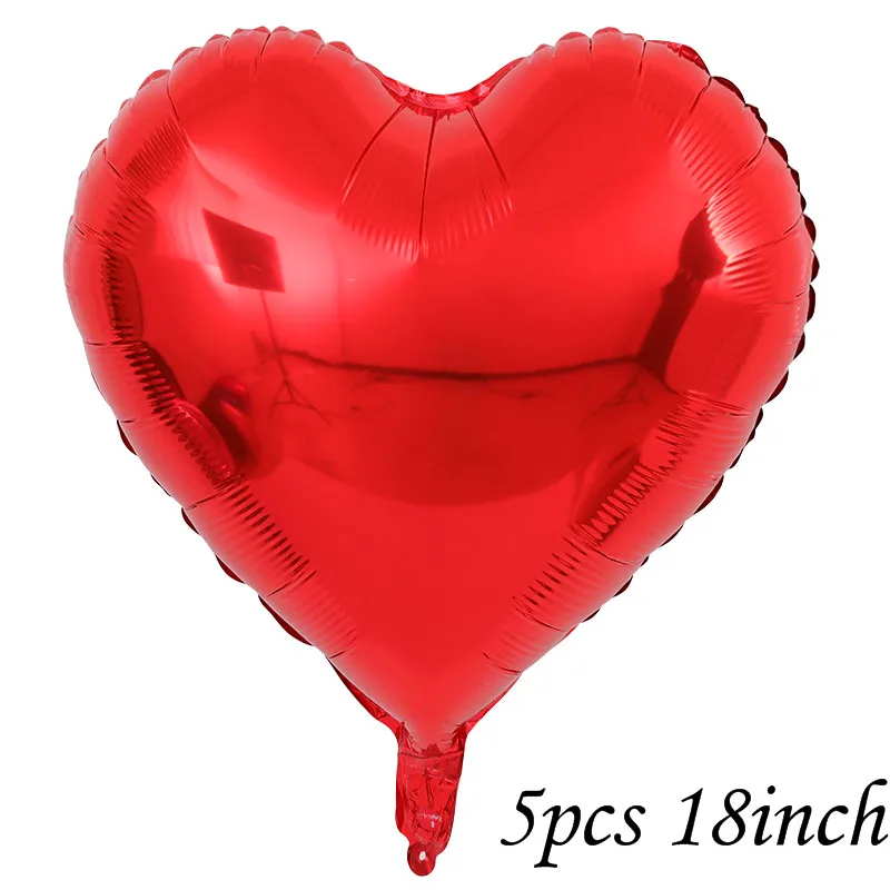 5pcs red heart 20 шт./лот, красные, черные латексные шары, 5 шт., 18 дюймов, красный воздушный шар из фольги в форме сердца для свадьбы, Дня Святого Валентина, дня рождения, украшения - Цвет: 5pcs red heart