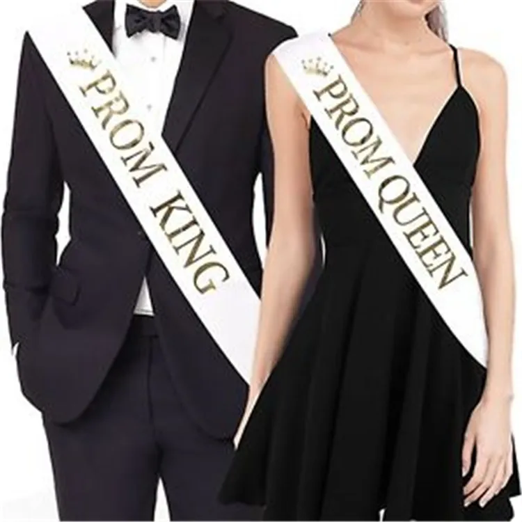 For men women Ribbons Sash Shoulder Strap Golden letters prom king queen Party Gifts Decor