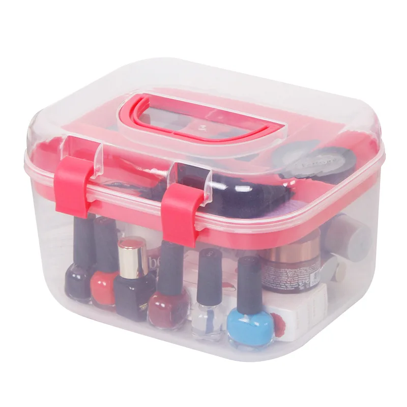 

Двухуровневый прозрачный пластиковый ящик для хранения, коробка для хранения ювелирных изделий, косметики, многофункциональный демонстра...