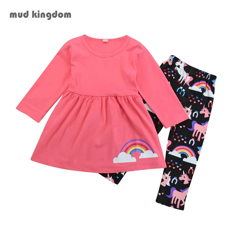 

Детский комплект из топа и брюк для девочек, с принтом радуги