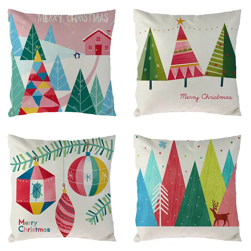 Deer Tree Pillows Cover Winter Style Cushion Christmas Pillow Case Snow Throw Decorative 1666 |