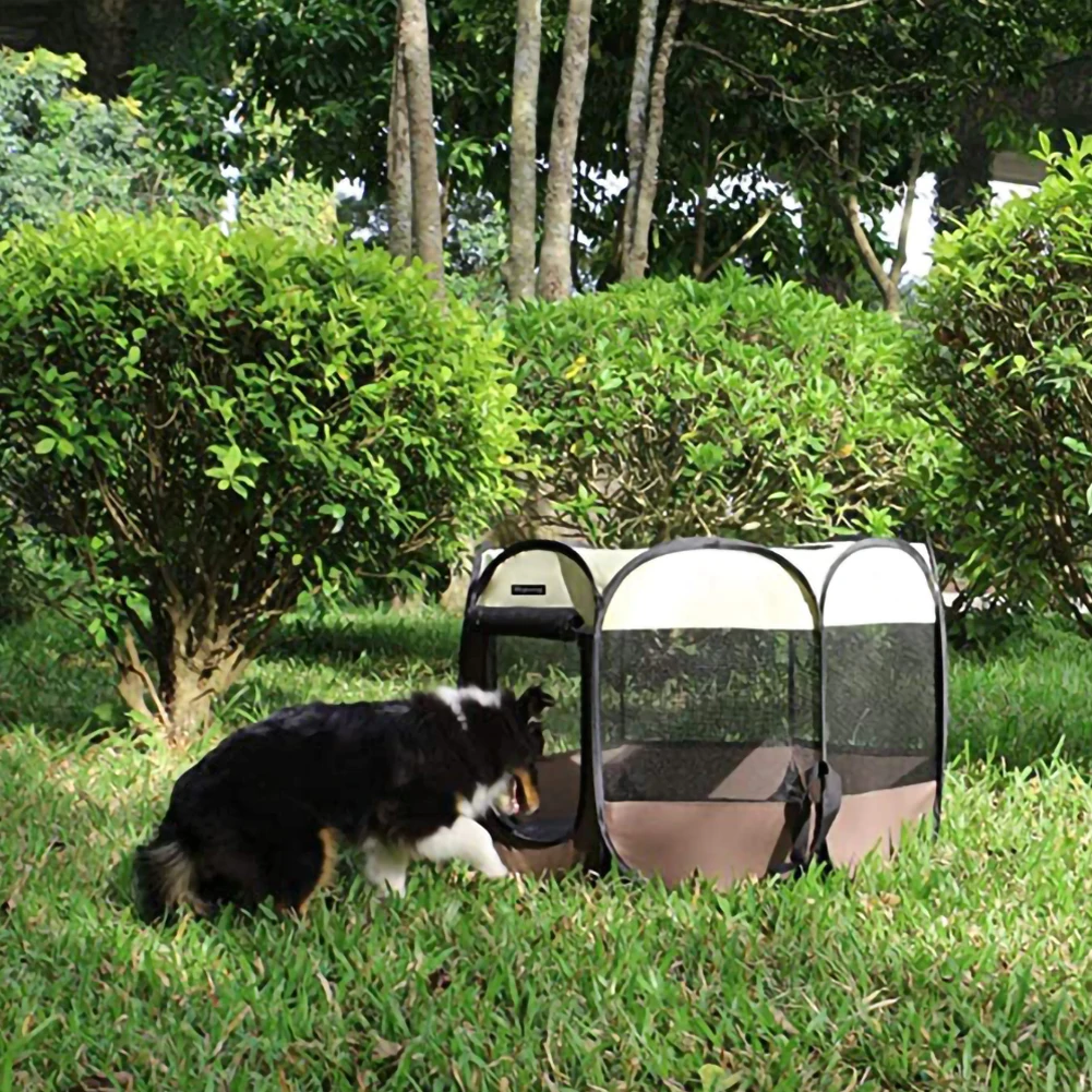 

Portable Folding Dog House Pet Tent Octagonal Cage For Cat Playpen Puppy Kennel Easy Installation Fence Outdoor Big Dogs House