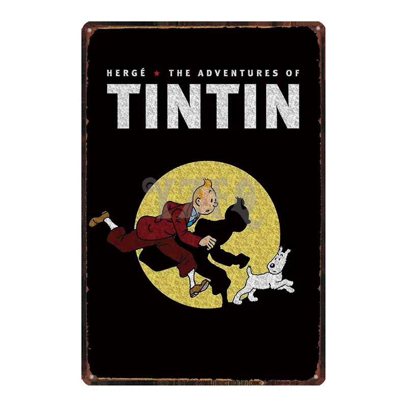 DU2922 Tintin мультфильм металлическая жестяная вывеска потертый шик Винтаж таблички стена для детской комнаты бар кофе домашнего искусства ремесло кино декор 30X20 см DU-2922 - Цвет: DU2922