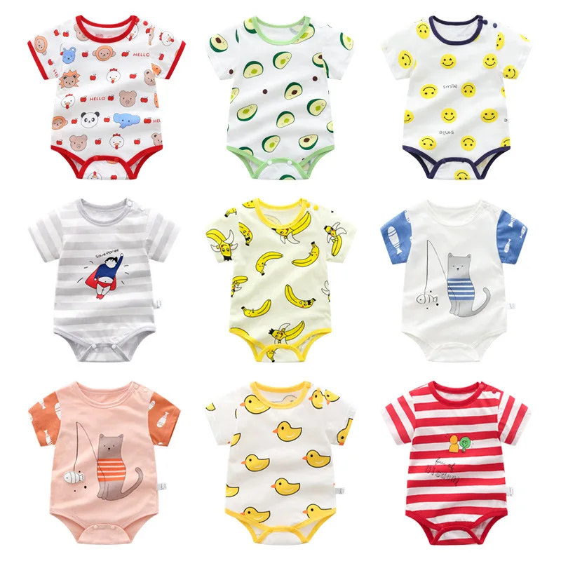 

Sunmmer Baby Cool Cotton Short Sleeves Baby Climb Clothes Jumpsuits Boy And Girl Set