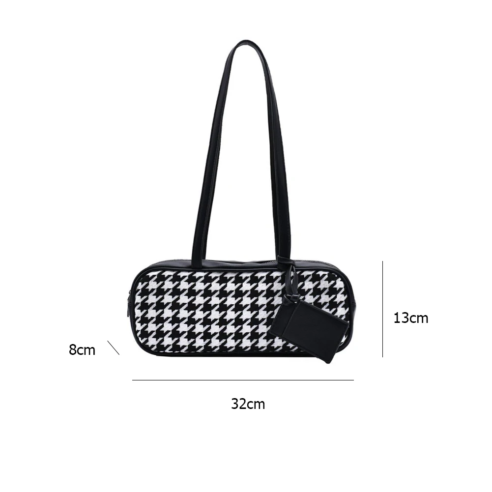 

Women Fashion PU Underarm Bag Rectangle Animal Plaid Pattern Handbags with Purse Popular Simple Female Daily Bag
