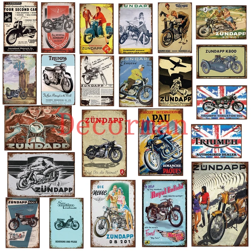 [Mike86] ZUNDAPP Triumph Custom Motor жестяной знак потертый Ретро Настенная картина