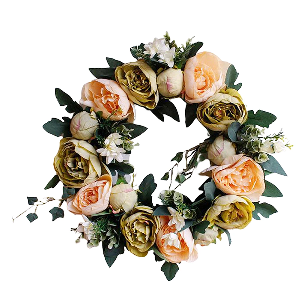 

Floral Wreath for Front Door Handicraft Silk Flower Leaves Garland Spring & Summer Decorating for Indoor & Outdoor Use