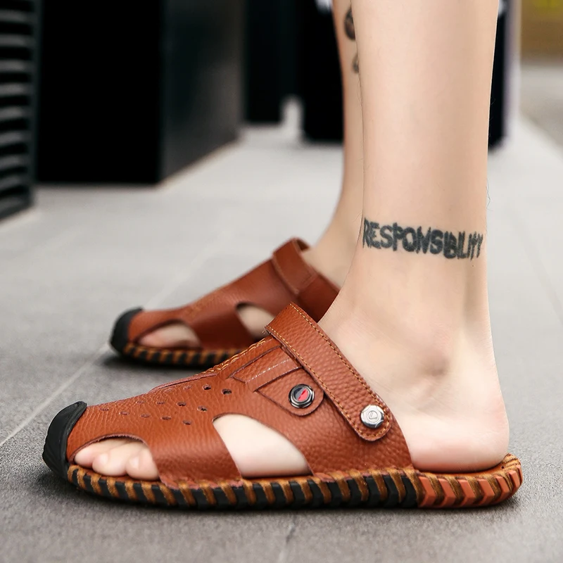 

Sandalias For Man Sandals Men Leather Genuine Sandalet Erkek Sandel For Sandalias Hombre Sandalen Heren Sandalia Masculina Couro