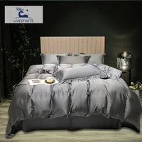 liv esthete dark gray pure 100 silk bedding set soft quilt cover set bed sheet pillowcase flat sheet double bed set for women