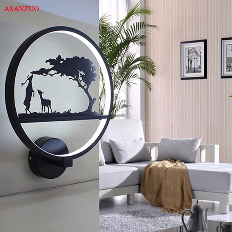 

Home Modern Art Design Round Hanging Lamps For Living Room Bedroom Decorative Fixtures Black Rings LED Pendant Lights
