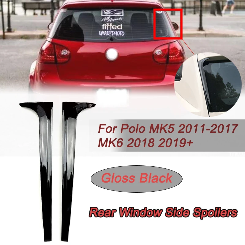 

2 шт., сплиттеры на боковые Спойлеры для заднего стекла, с глянцевой уткой, сплиттеры для VW Polo MK5 2011-2017/MK6 2018 2019 +, аксессуары для стайлинга автом...