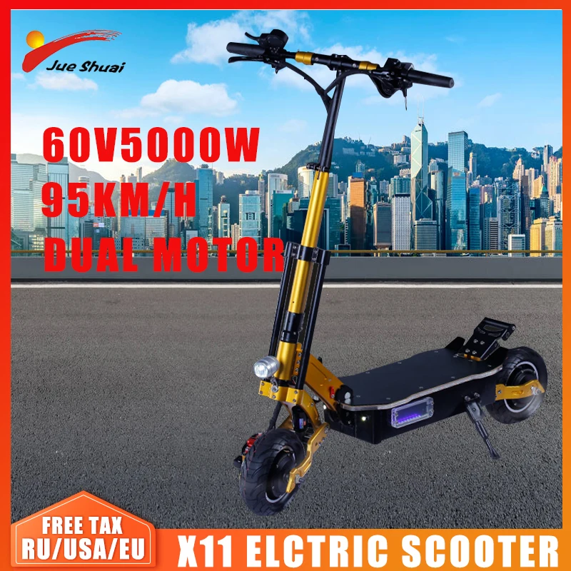 

Флюоресцентный Электрический двухмоторный скутер 60V5000W для взрослых, без налогов, 11 дюймов, большое колесо, бесплатная доставка