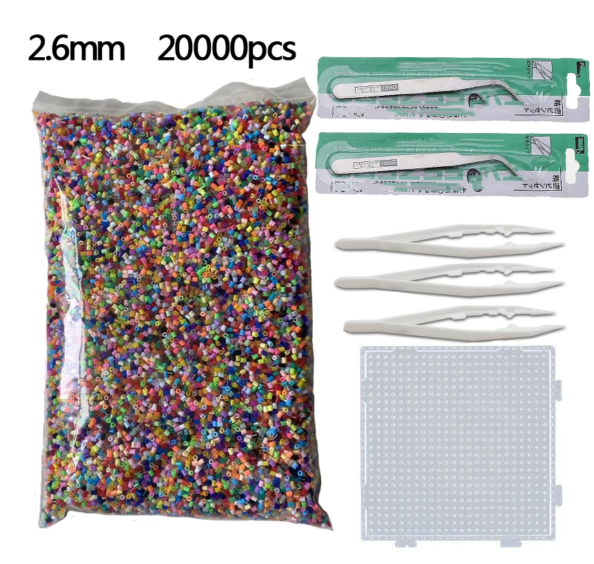 20000pcs Ironing beads 2.6mm Hama Beads (1 Template+1 Iron Paper+5 Tweezers)Mini Hama Fuse Beads Puzzle 3d Diy Kids Educational