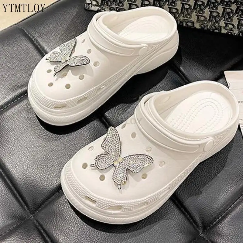 

2021 Autumn New Woman Shoes Hole Slippers High Heel Fashion Outdoor Beach Plus Size 40 Ytmtloy Summer Zapatillas Mujer Casa