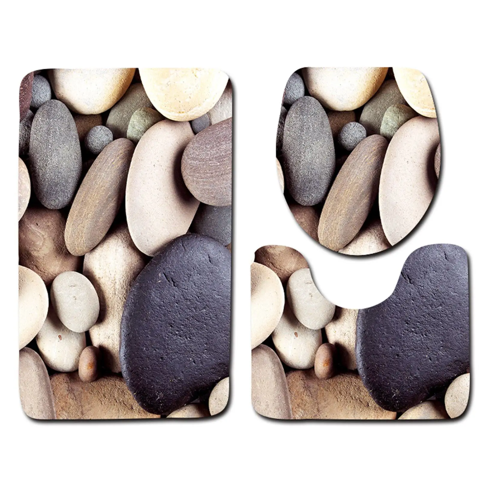 

3pcs/Set Bathroom Rug Set Non-Skid Bathroom Mat + U-Shaped Toilet Mat + Toilet Seat Cover Toilet Floor Mat