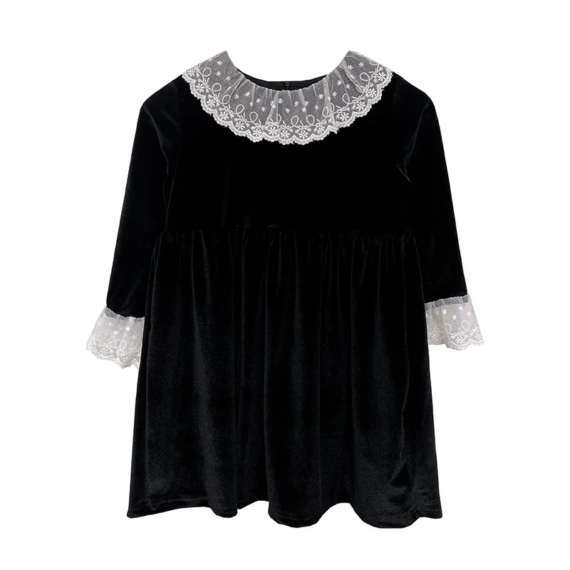 Новые Детские платья для девочек 2021 г. Осенне-зимнее детское кружевное платье