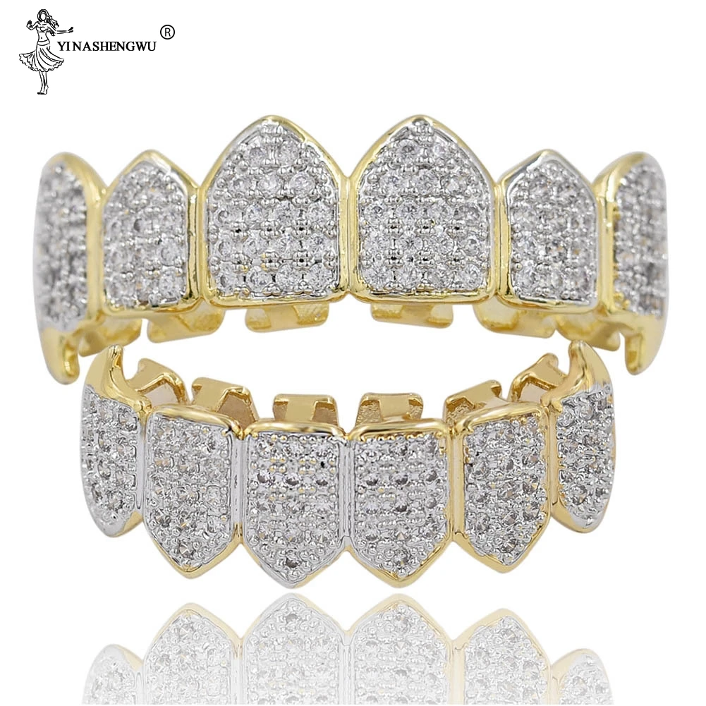 Хип-хоп декоративные коронки с цирконом класса ААА Зубные фианитом верхние и