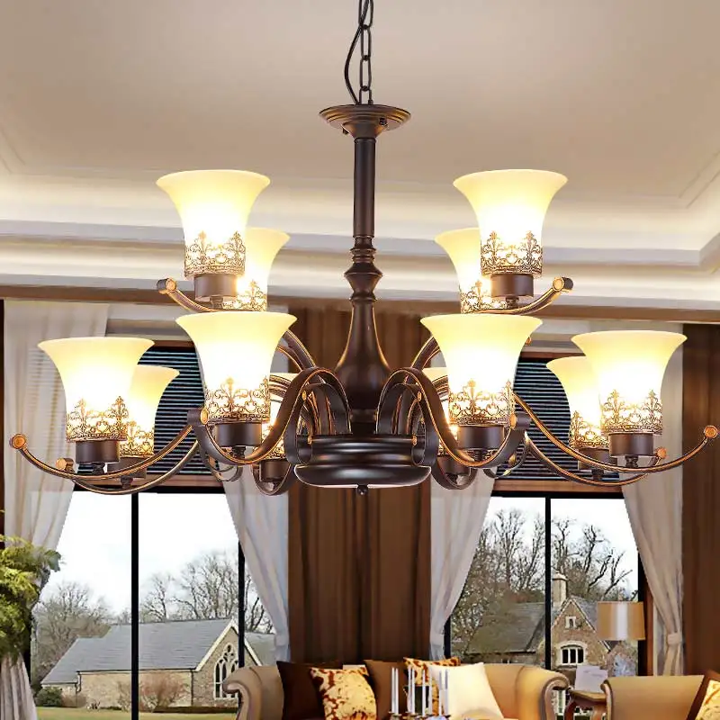 Винтажная черная люстра освещение блеск стеклянная лампа абажур для гостиной