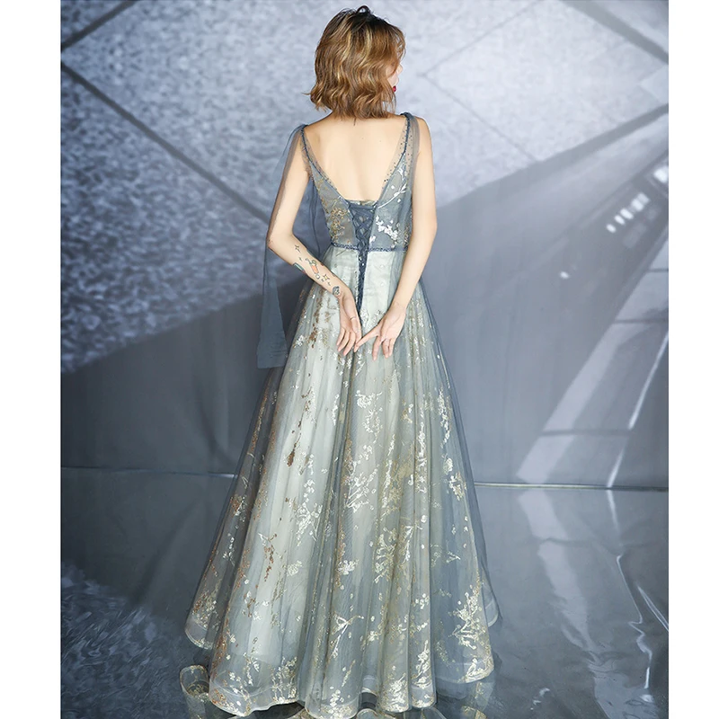 Skyyue Tank Evening Gown V-Neck Floor-Length Plus Size Dress 2020 Sleeveless Lace Tulle Up Women Party Dresses K314 | Свадьбы и