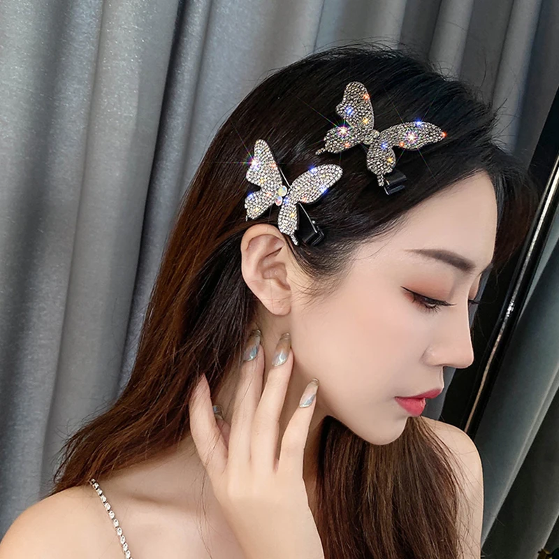 

Crystal Butterfly flash diamond hair clip side clip rhinestone butterfly bangs clip side clip girl hair accessories headdress