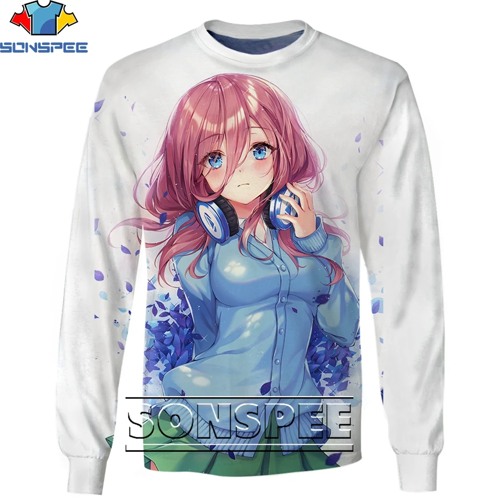 

SONSPEE Anime The Quintessential Quintuplets Miku Cute Sweatshirt 3D Printing Men Women Autumn Man Oversize Sweatshirts Kid Top