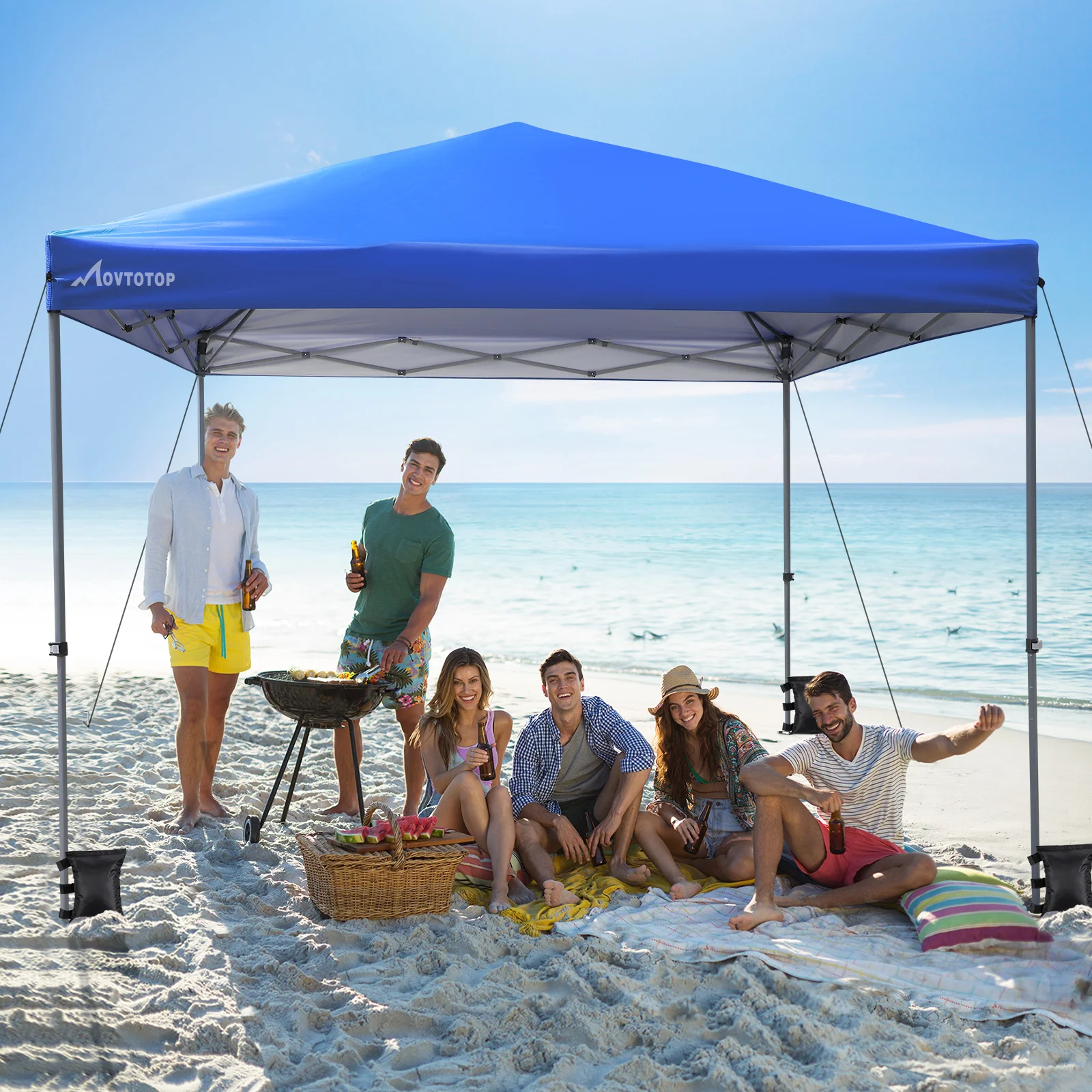 

MOVTOTOP 3*3 Meters Portable Stable Anti-UV Waterproof Sun Shelter Sun Canopy for Fishing Camp Beach