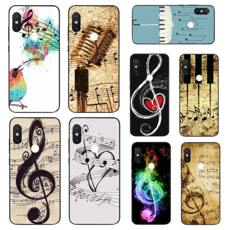 Мягкий черный Чехол HTXian Music Note для телефона Xiaomi Mi8 9 10 9T 5 6 A1 A2Lite 9SE 8SE Mi8lite Mix2 Max3
