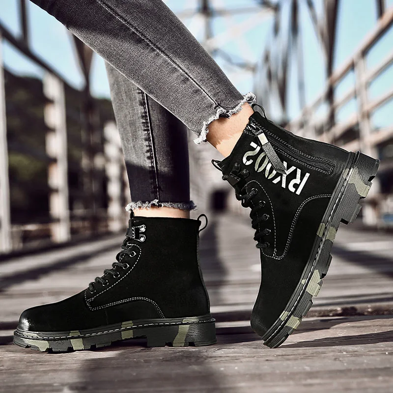 Качественная обувь из натуральной кожи мужские ботинки мотоциклетная