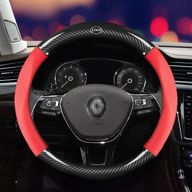 

Car Carbon Fiber Steering Wheel Cover 38cm for Renault All Models Koleos Espace Duster Auto Interior Accessories Car styling