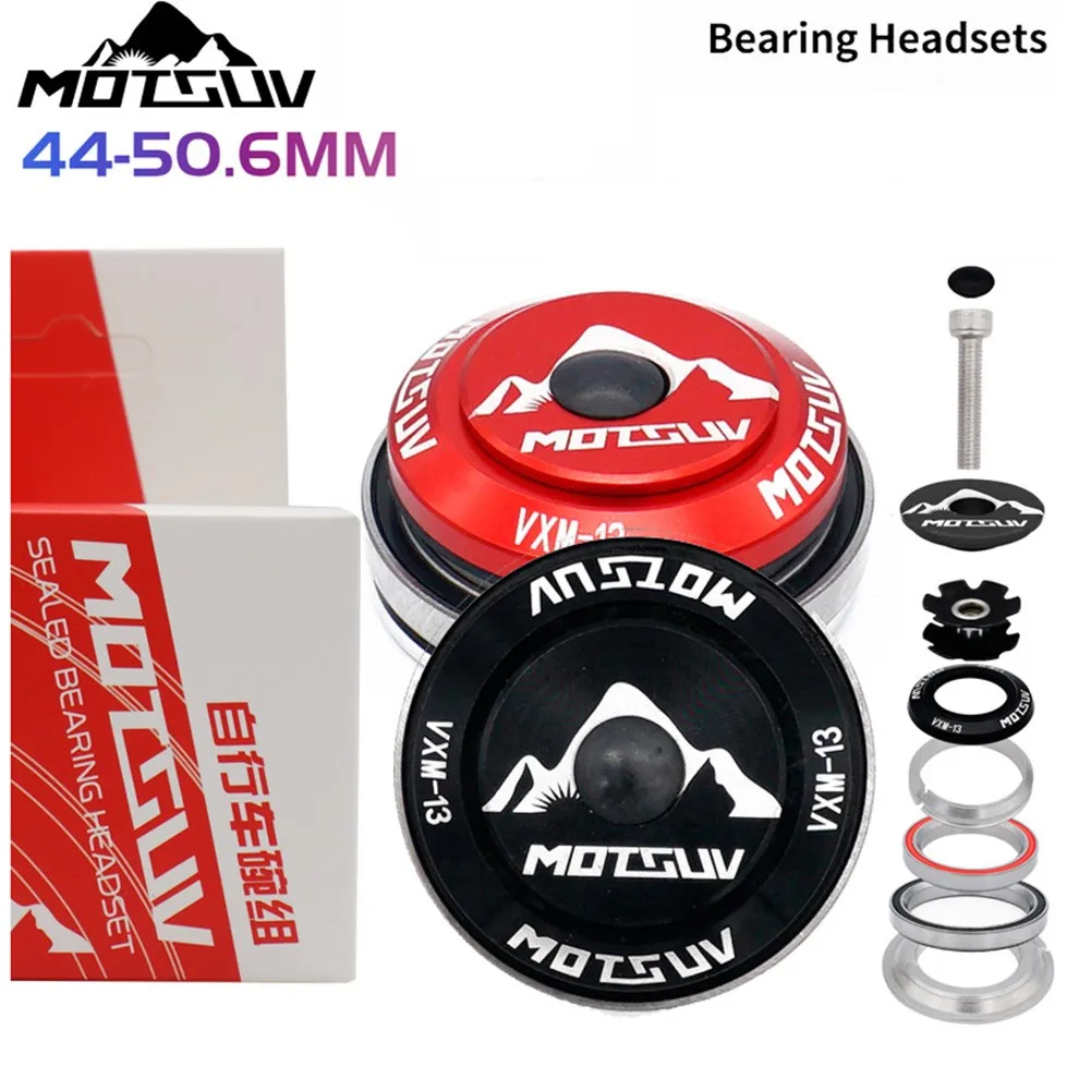 

MOTSUV Mountain Road Bike Bearing Headset 44-50.6MM Tapered/Straight Tube Fork Aluminum Alloy Multicolor Bicycle Accessories