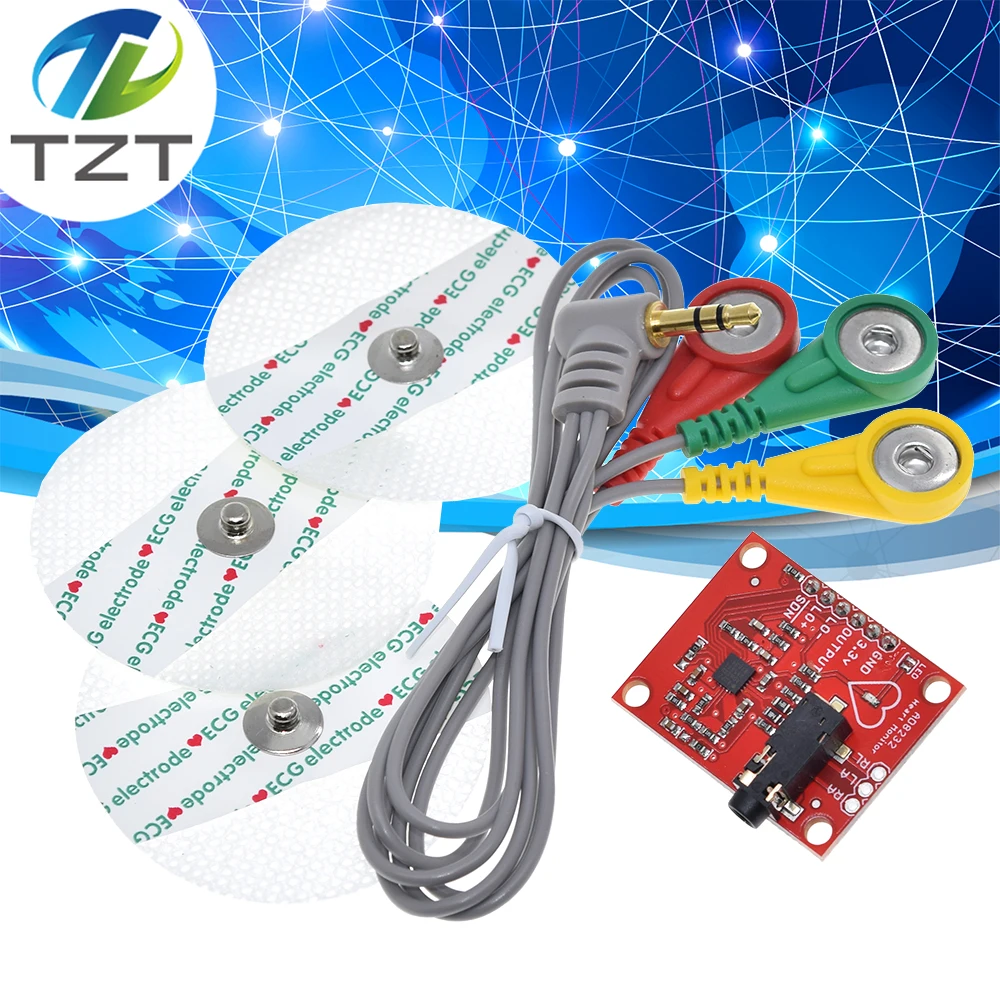 Модуль TZT Ecg AD8232 измерение показателей ЭКГ импульсный модуль датчика для