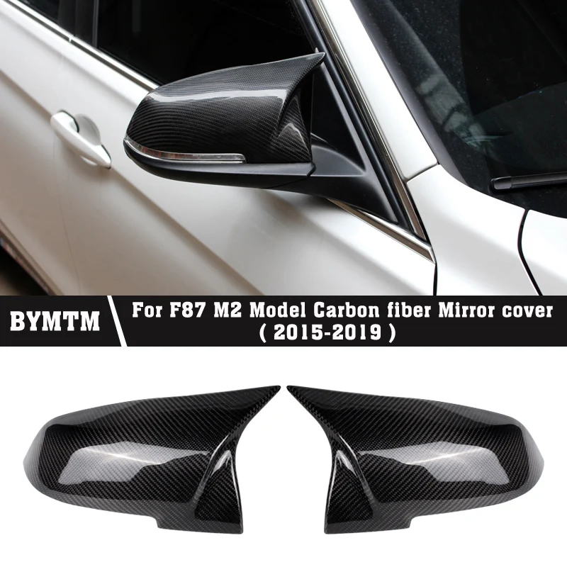 

Ox horn style Black white ABS Carbon fiber Rearview mirror cover caps For BMW 3 Series F30 F31