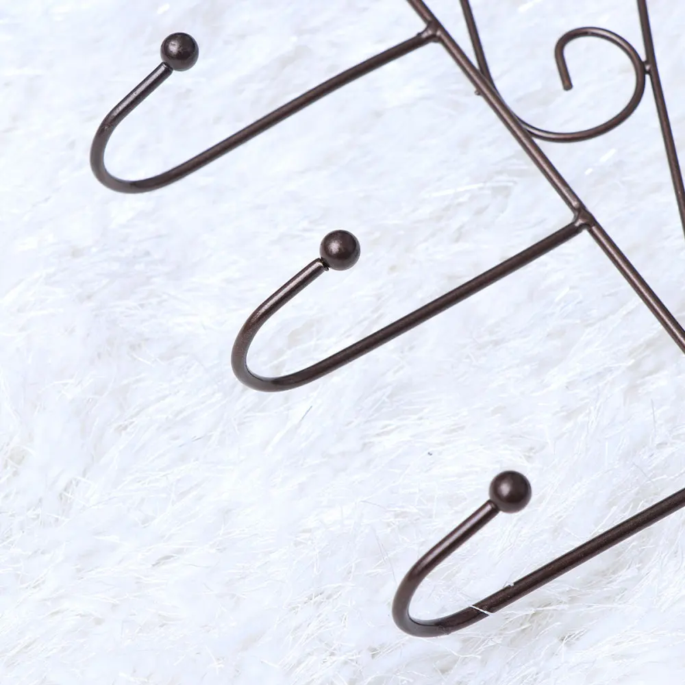 

7 Hooks Bathroom Over Door Hanger for Towel Coat Clothes Hat Bag Hanging Iron Art Hanger (Black)