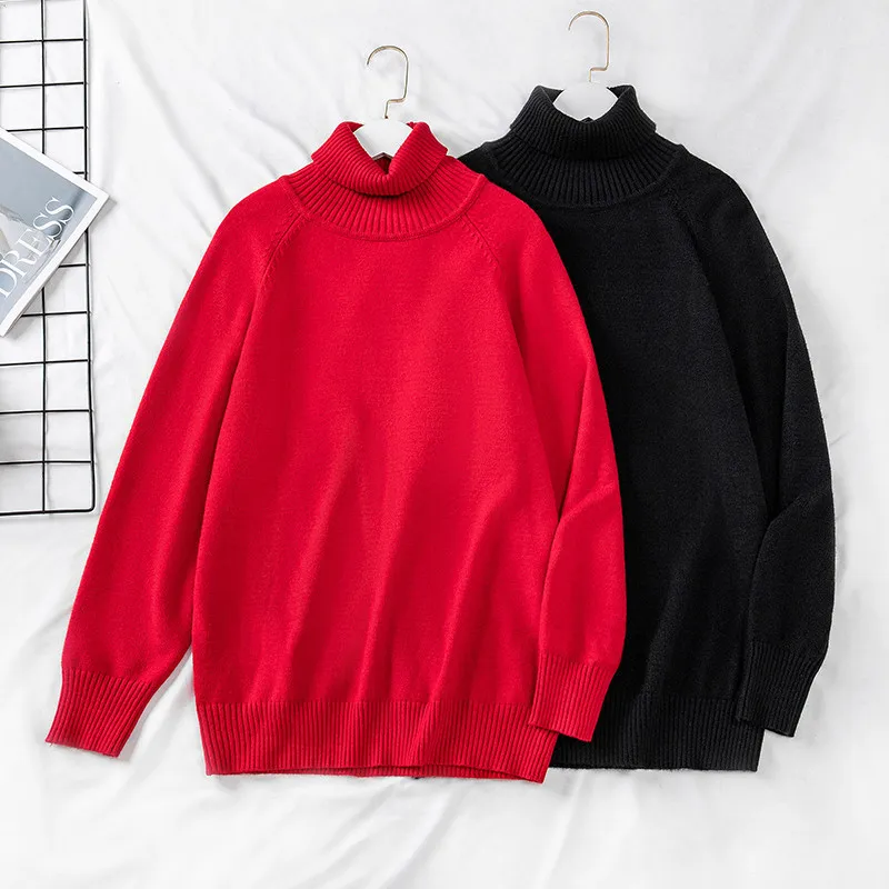 Oversize XXL-7XL Long Sleeve Knit Sweater Women Autumn Winter Turtleneck Bottoming Pullovers Plus Size Bust 105-155cm KW368 image 2