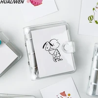 transparent 3 ring mini loose leaf notebook student portable hand book ring binder kawaii school supplies stationery