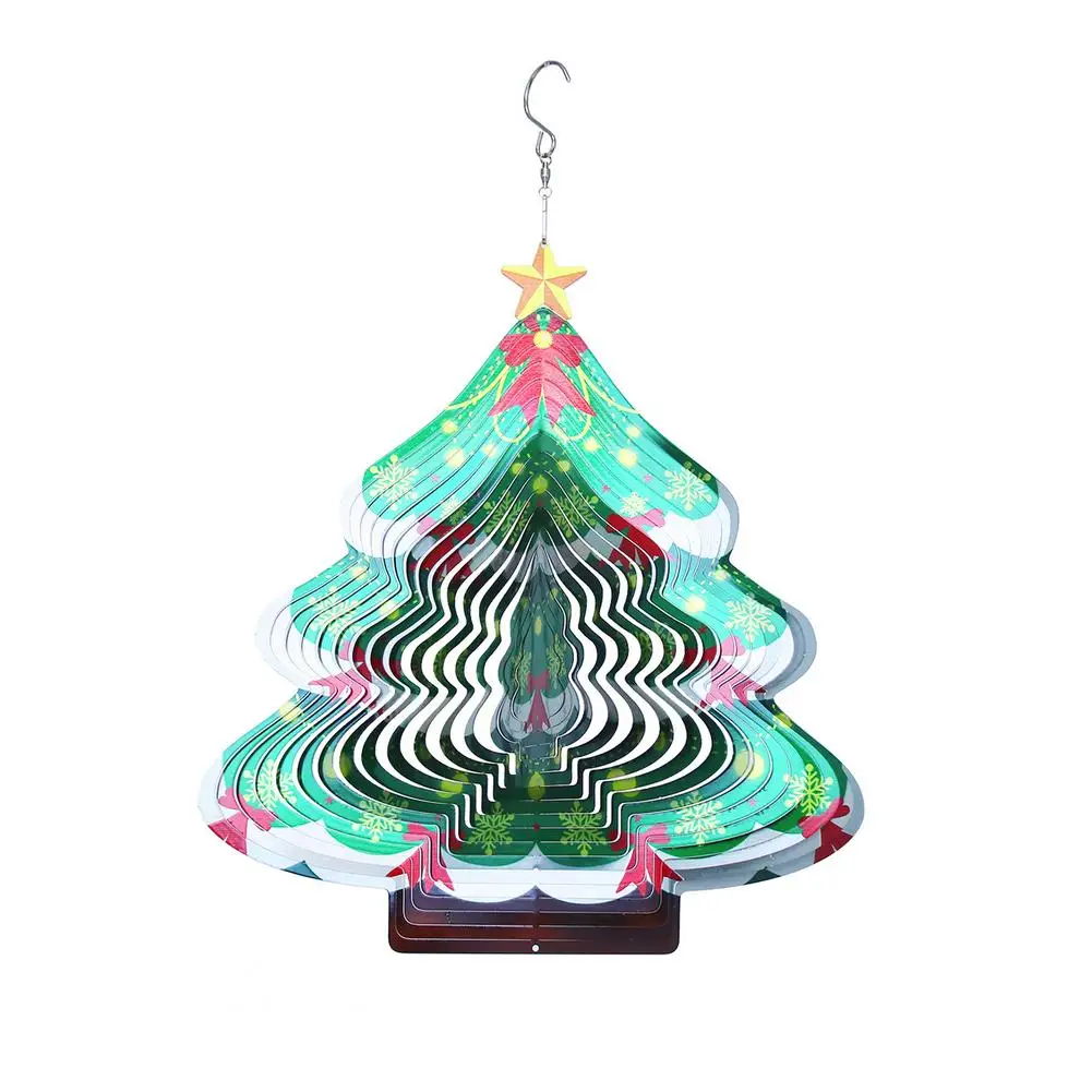 

3D Stainless Steel Wind Spinner 30cm/11.81inch Christmas Tree Shape Wind Chime Home Decoration Indoor House Decor Outdoor Gard