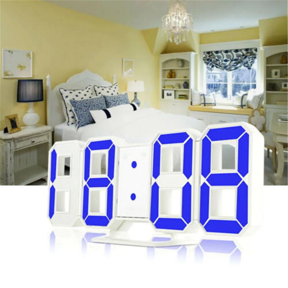 3D светодиодный настенные часы Современные Цифровые будильники домашний Кухня