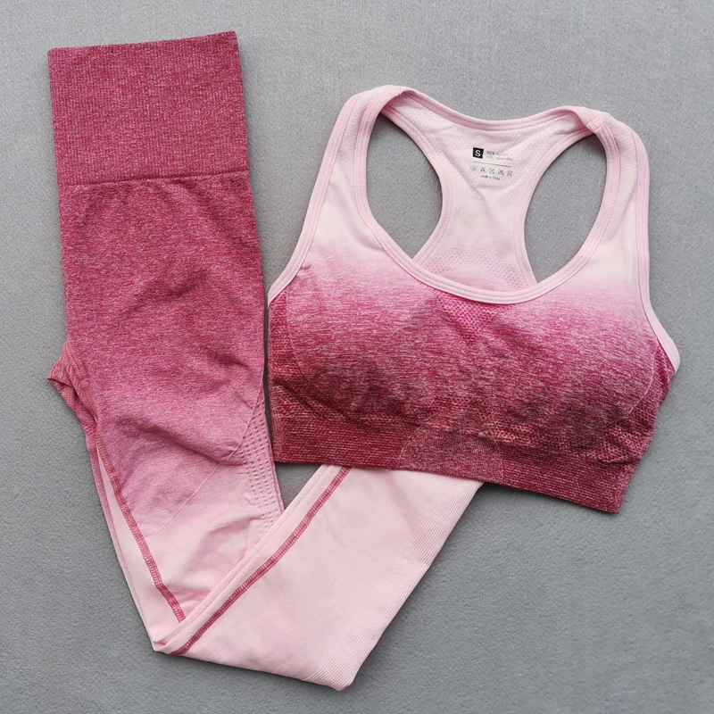 2 шт./компл. Набор для йоги одежда спортзала Омбре спортивный бюстгальтер
