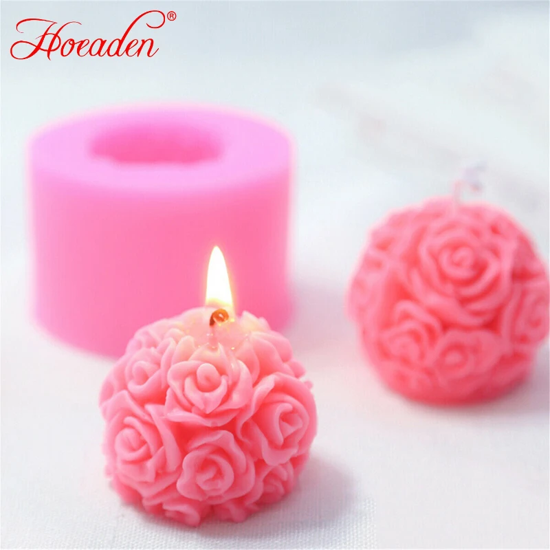 

DIY 3D Rose Flowers Ball Silicone Soap Mold Candle Molds Handmade Aromatherapy Candle Soap Making Home Art Decoration ToolAA