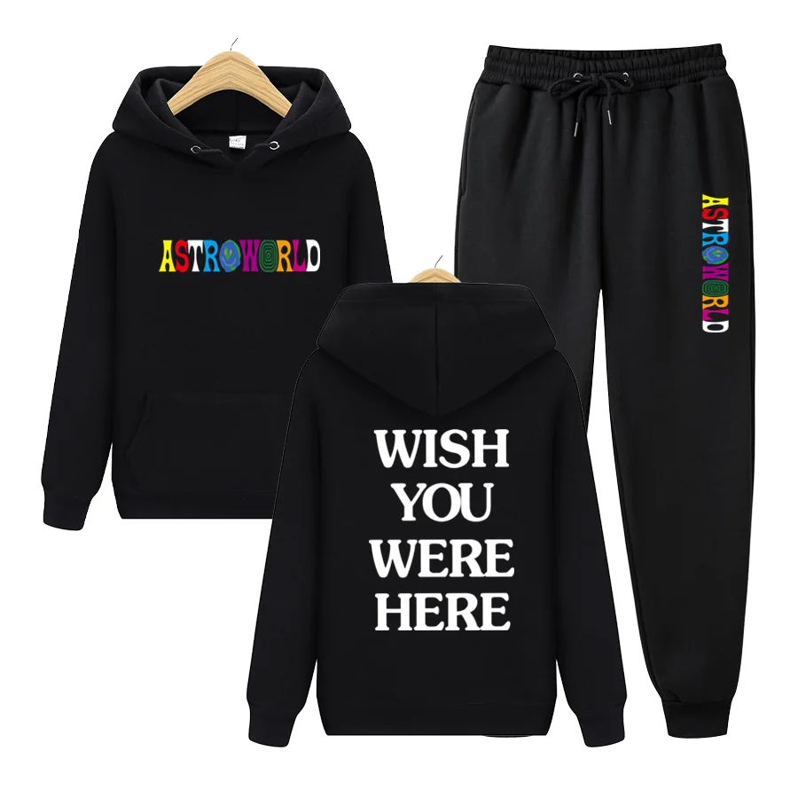 

Astroworld WISH YOU WERE HERE Мужская и Женская толстовка с капюшоном и принтом + штаны, женский спортивный костюм, весенне-осенняя спортивная одежда