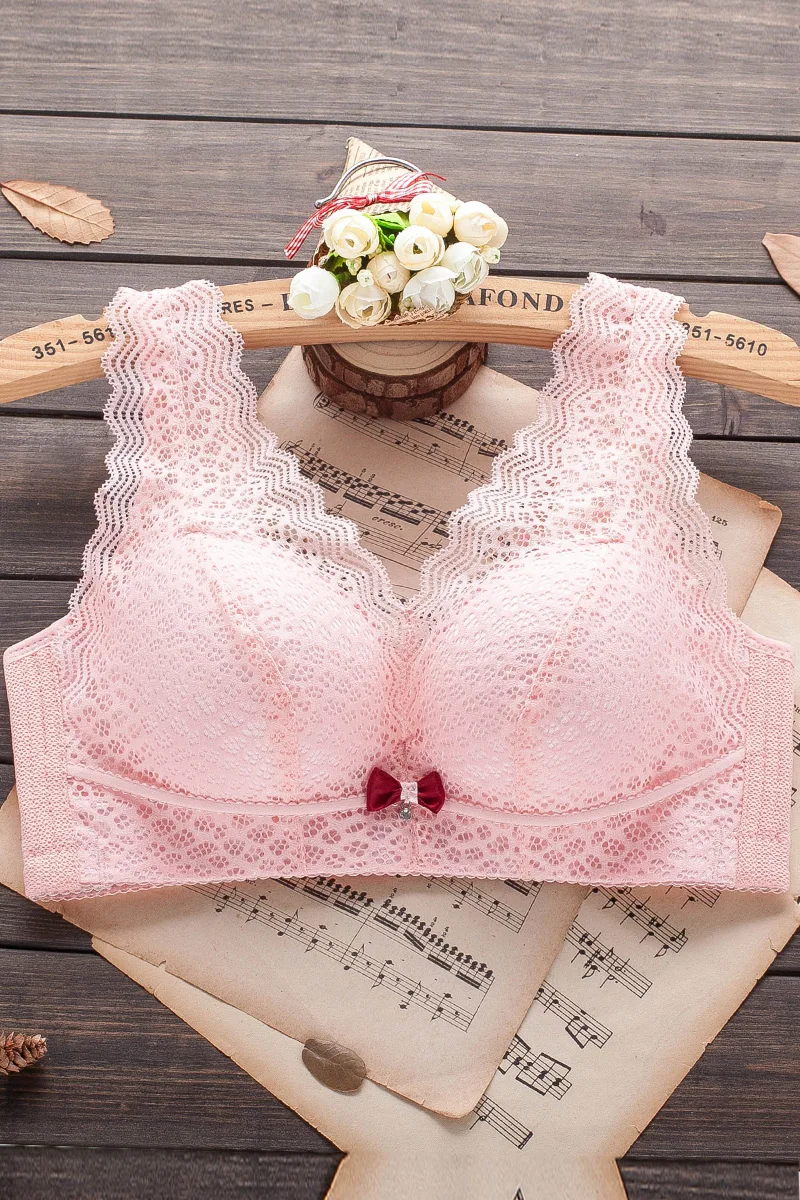 

Underwear women's small breasts gathered to collect a pair of milk-free steel ring bra sexy lace vest-style adjusted anti-drop