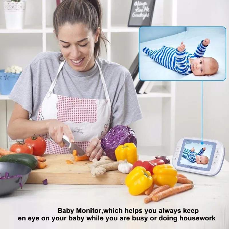 3 5 дюймовый беспроводной видеоняня с двумя камерами колыбельные ночное видение