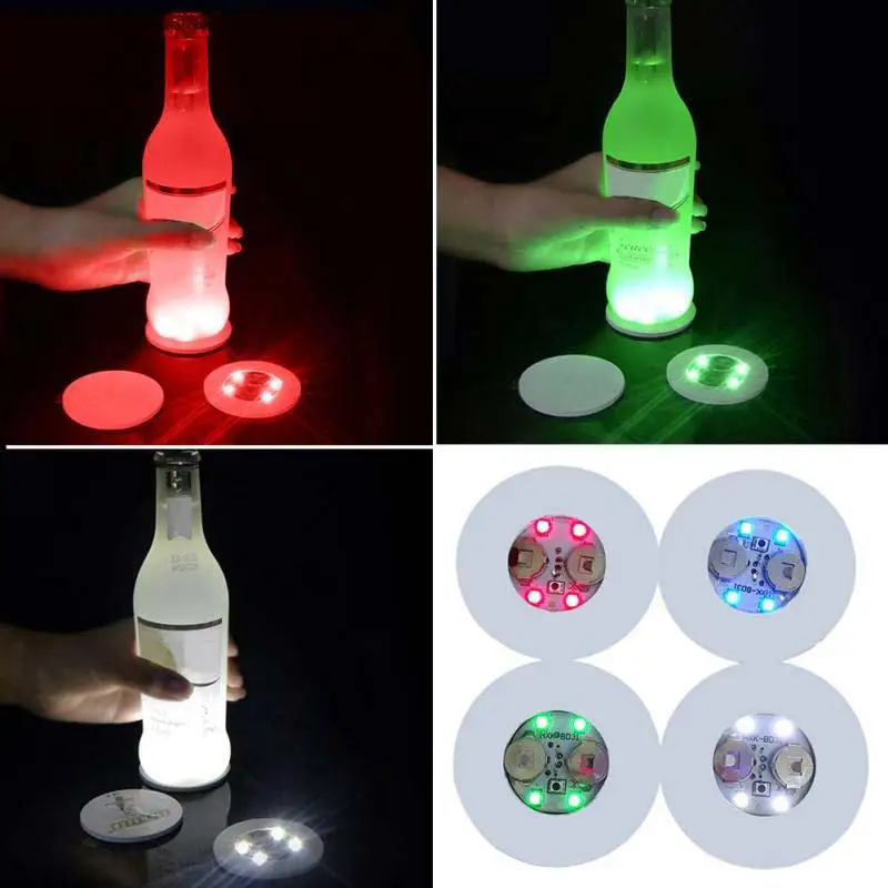 

3 Modes Mini Glow Coaster LED Bottle Light Stickers Festival Nightclub Bar Party Vase Decoration LED Drink Cup Mat